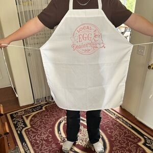 Charming White and Pink Apron- local egg dealer- great present